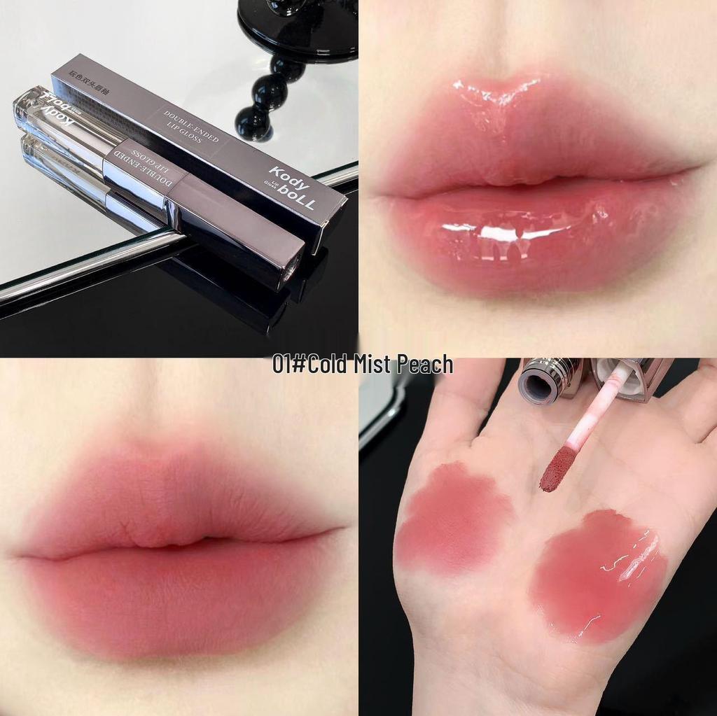 KodyboLL Dual-Ended Matte Lip Glaze: Fade Lines, Watery Mirror Finish, Soft Focus Film-Forming Lipstick.