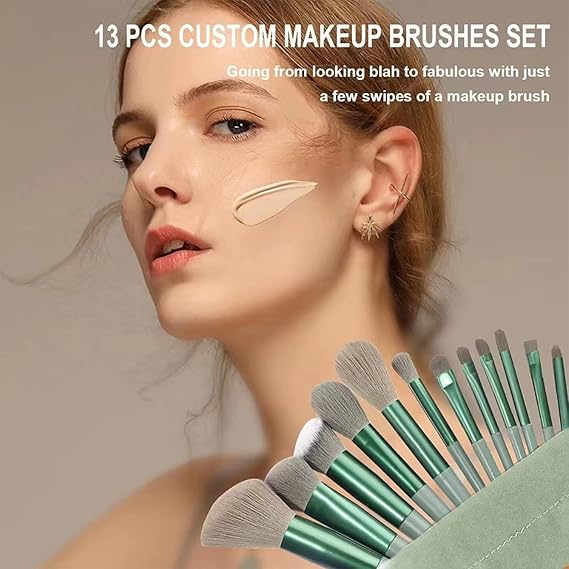 13 Pcs Makeup Brushes Set, Foundation Powder Concealer Eyeshadow Blush Highlighter Eyebrow Brush Make Up Brush Set,