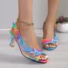 Women High Heel Sandals New 2024 Summer Fashion Peep Toe Pumps Ladies Design Shiny Leaves Party Shoes for Women Plus Size 43