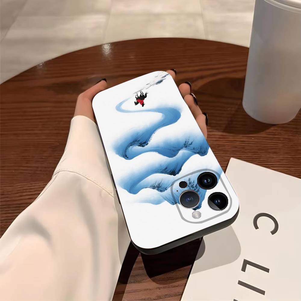 Чехол для телефона «У подножия горы» для iPhone 17, 16, 15, 14, 13, 12, 11, Pro, X, XS, Max, Plus Мягкий черный чехол
