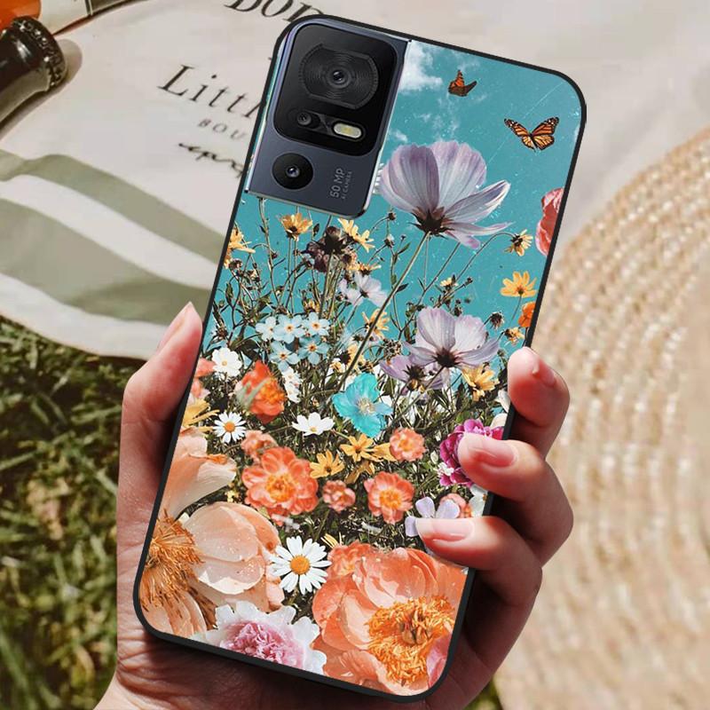 Для чехла TCL 40 SE 2023 Мягкий черный силикон ТПУ Задняя крышка телефона для TCL 40SE Защитный Чехол Бампер для TCL40SE Корпуса