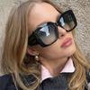 Large Frame Women's Avant-Garde Square Sunglasses with Printed Legs - Trendy Fashion