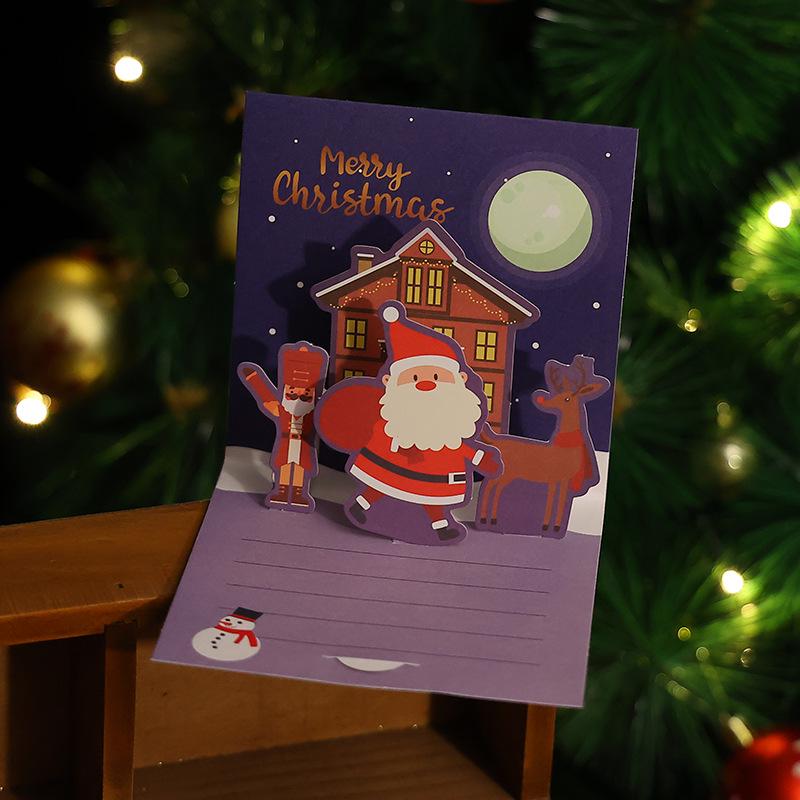 3D Christmas Pop-up Cartoon Greeting Card with Envelope - Christmas Eve Blessing Gift