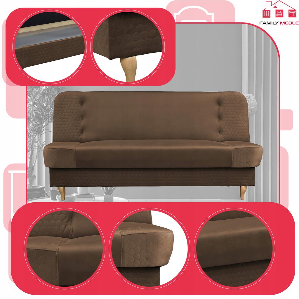 Kanapa sofa Iza rozkładana wersalka spania bonell łóżko Family meble brązowy