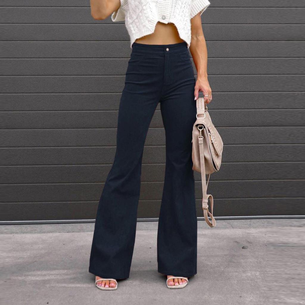 Women's High Waist Casual Pants Solid Color  Loose Straight Leg Trousers Women