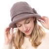 Women's Knitted Women's Rabbit Proof Wool Pot Hat Autumn Winter Thickened Warm Keeping Mother's Hat Flower