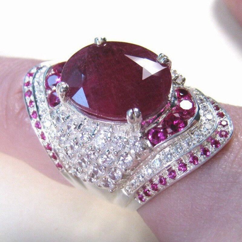 Wedding Rings Ruby Filled Oval Jewelry Gorgeous Rings