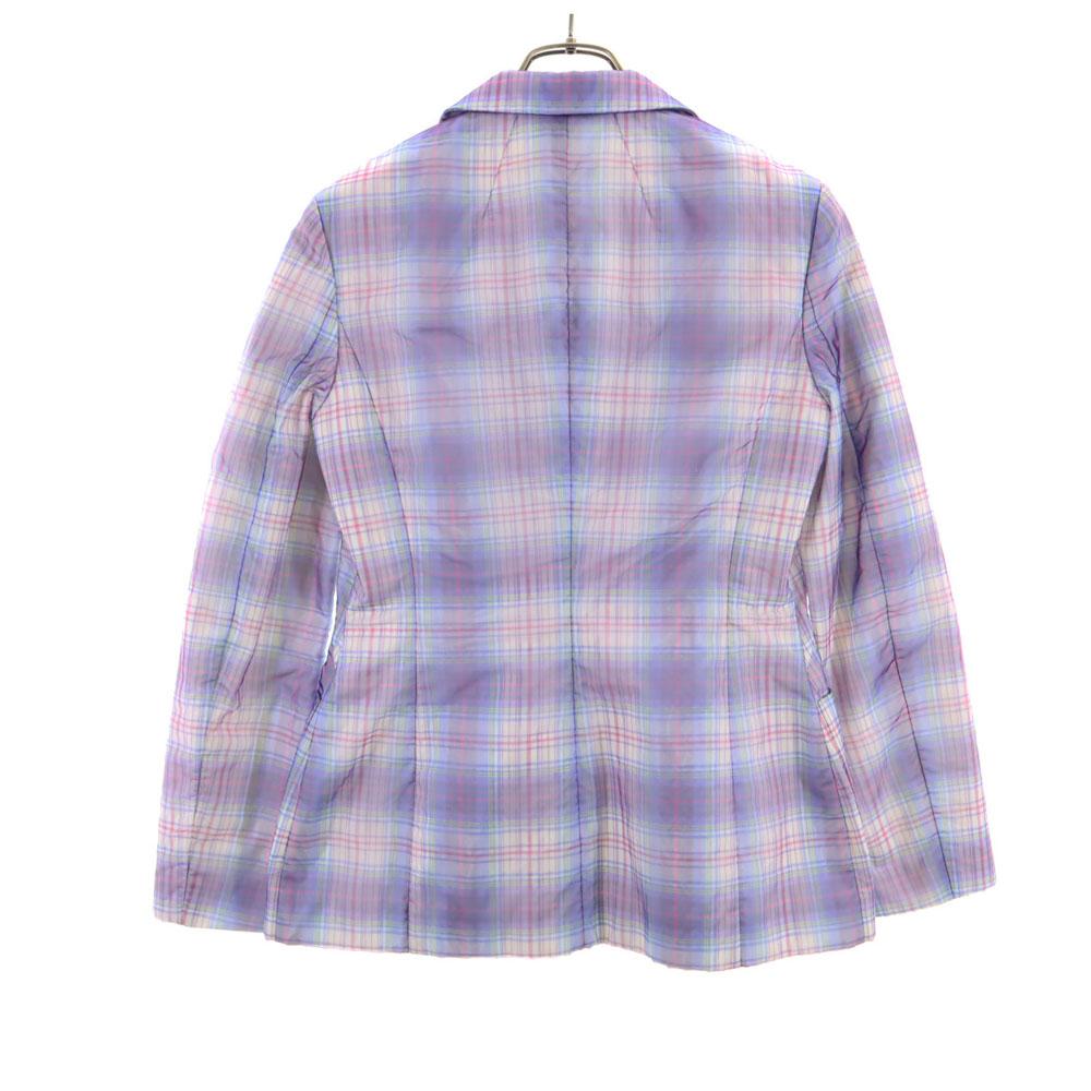 Неношеный JIL SANDER сделано в Италии Клетчатый приталенный пиджак 36 Фиолетовый Женский Б/У