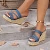 Женские босоножки на танкетке 2025 Новая обувь для женщин С открытым носком Платформа Высокий каблук Сандалии Повседневные Нескользящие Пляжная обувь Большой размер