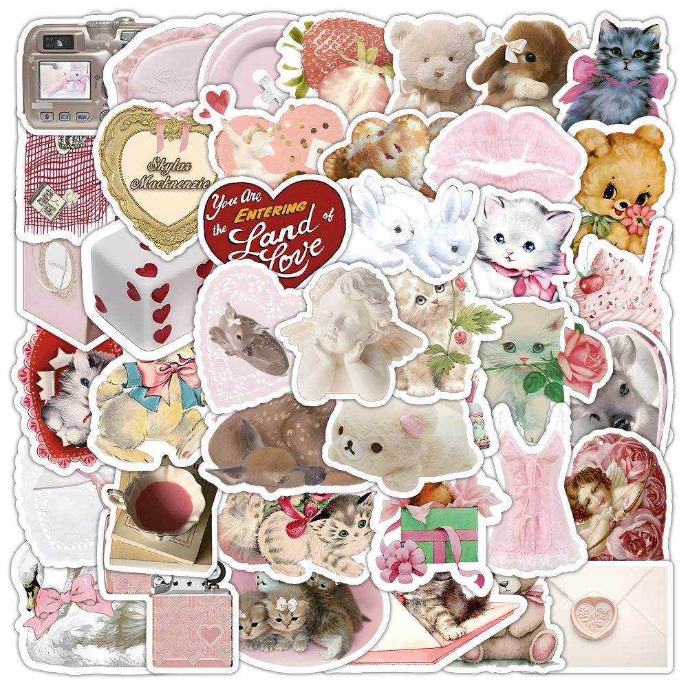 60 листов многоцветных наклеек в стиле ИНС: Реалистичные маленькие объекты в синем, розовом, фиолетовом, желтом и зеленом цветах