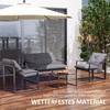 Garden Furniture Set 1 Glass Table 2 Armchairs 1 Sofa Weather Resistant 114 Cm X 70 Cm X 67 Cm Gray Black