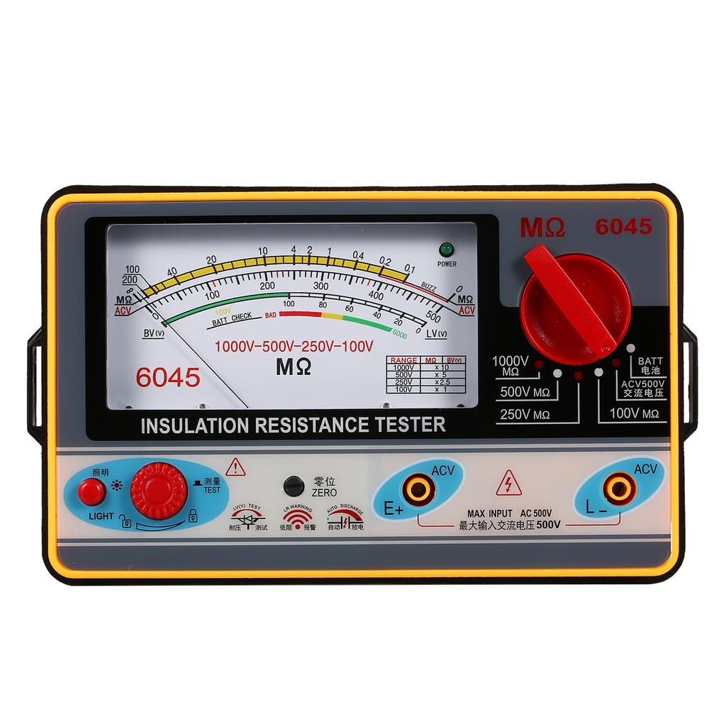 Insulation Resistance Meter Digital Ohmmeter Megger Handheld Insulation Tester Megameter 0-2000M Ohm
