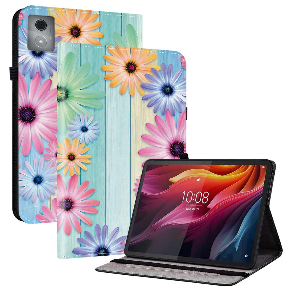 Кожаный чехол для Lenovo Tab K11 Plus/M11 Plus/Xiaoxin Pad Plus (2024) Чехол-подставка с принтом и слотами для карт