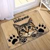 1Pcs Vintage Cat Paw Pattern Floor Mat Modern Kitchen Polyester Rug Non-Slip Colorful Indoor Carpet, For Home Bathroom Bedroom Living Room Decor