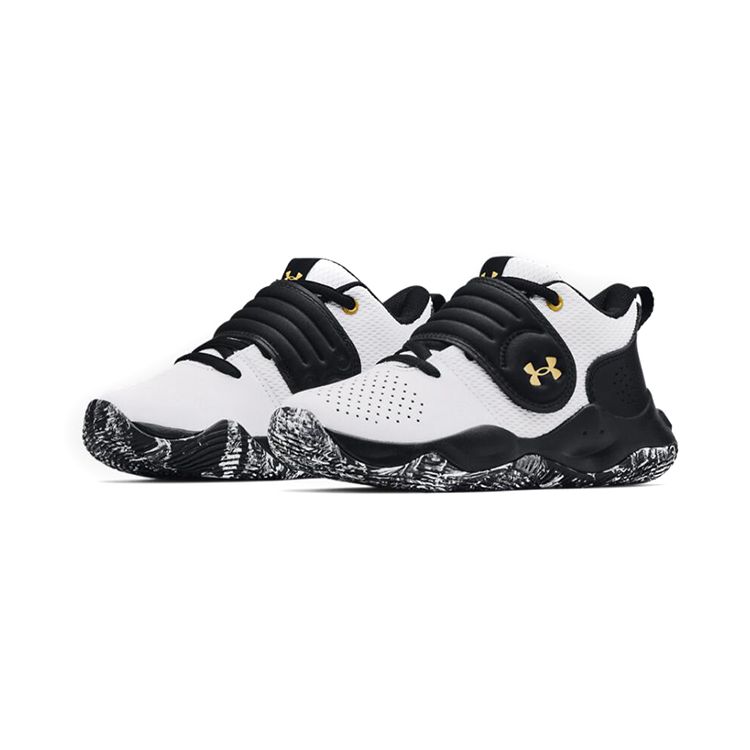 Under Armour Zone Bb Unisex Kids' Pre-school White Black Metallic Gold Basketball Shoes 3024263-102