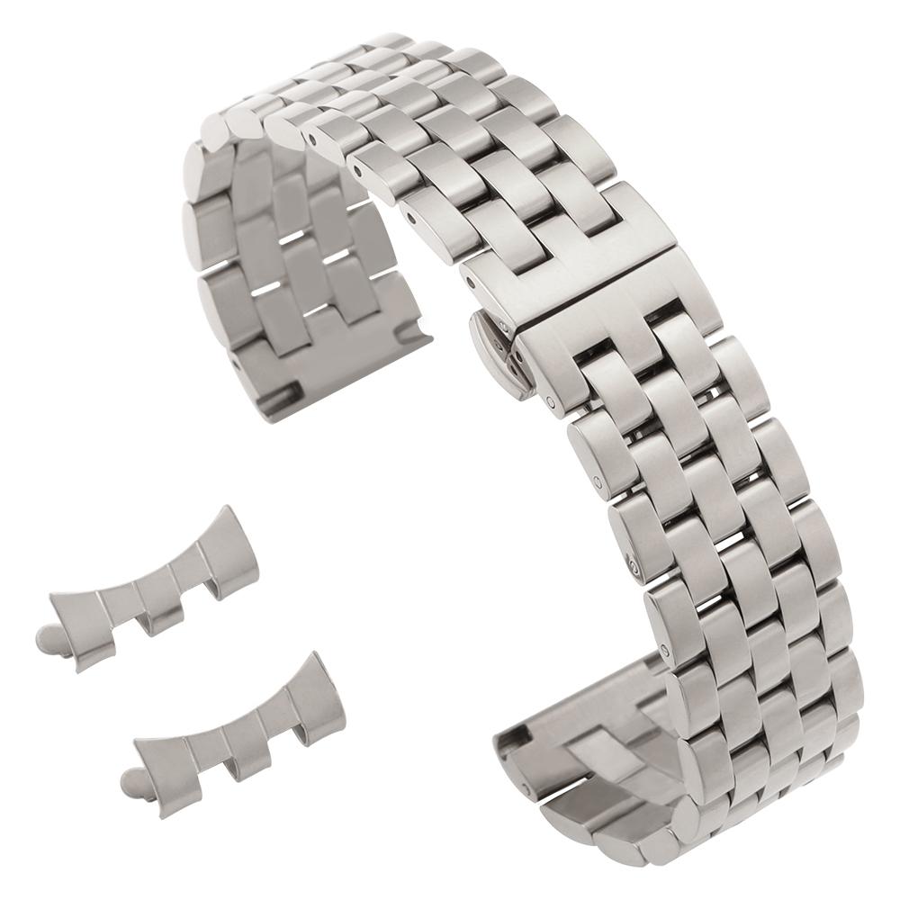 Ремешок для часов с изогнутым концом 18 мм 20 мм 22 мм Цельный браслет для часов из нержавеющей стали для Tissot Застежка-бабочка Мужской Женский Универсальные ремешки