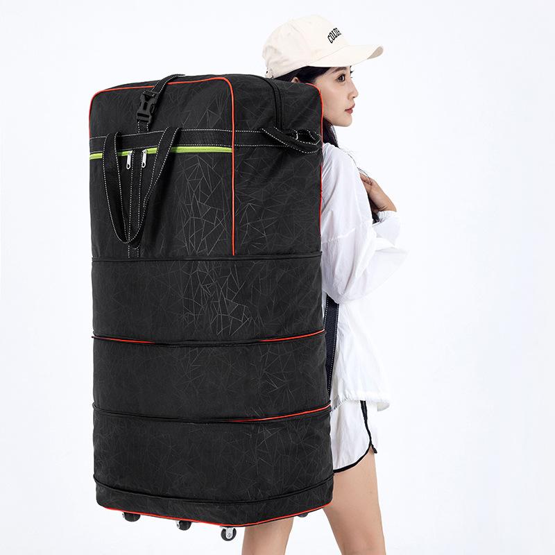 Air Consignment Bag Large-capacity Retractable Folding Travel Bag Universal Wheel Moving Travel Nylon Cloth Duffel Bag