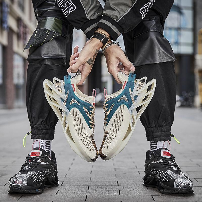 Fashion New Men's Casual Sports Shoes Fly Woven Mesh Breathable TPU Hollow Sole Wear-resistant Anti-slip Tennis Basketball Sports Shoes