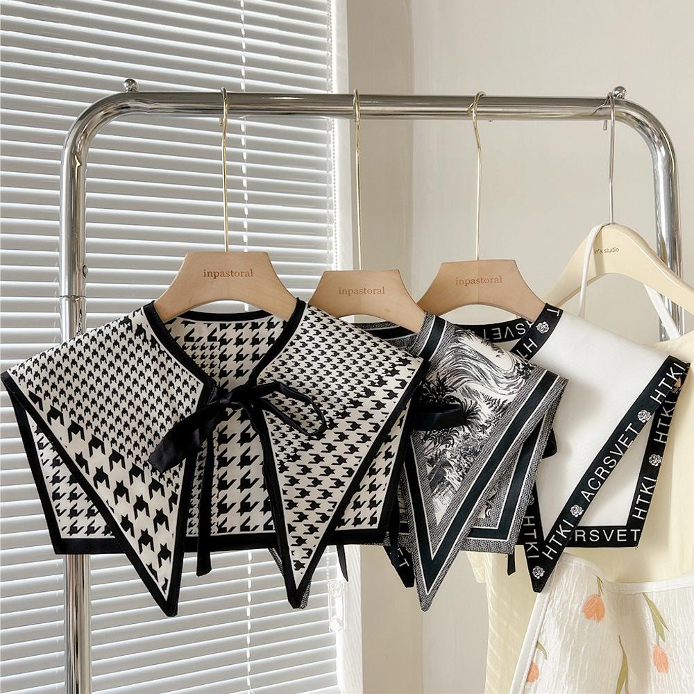 Shawl Fake Collars for Women Detachable Lapel Shirt Bowknots Scarf Girls Summer Dress False Collar Neckwear Cape Corbatas