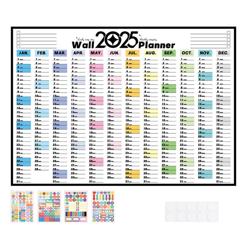 Foldable 2025 Calendar Planner Sheet Plastic Schedule Organizer For School Office