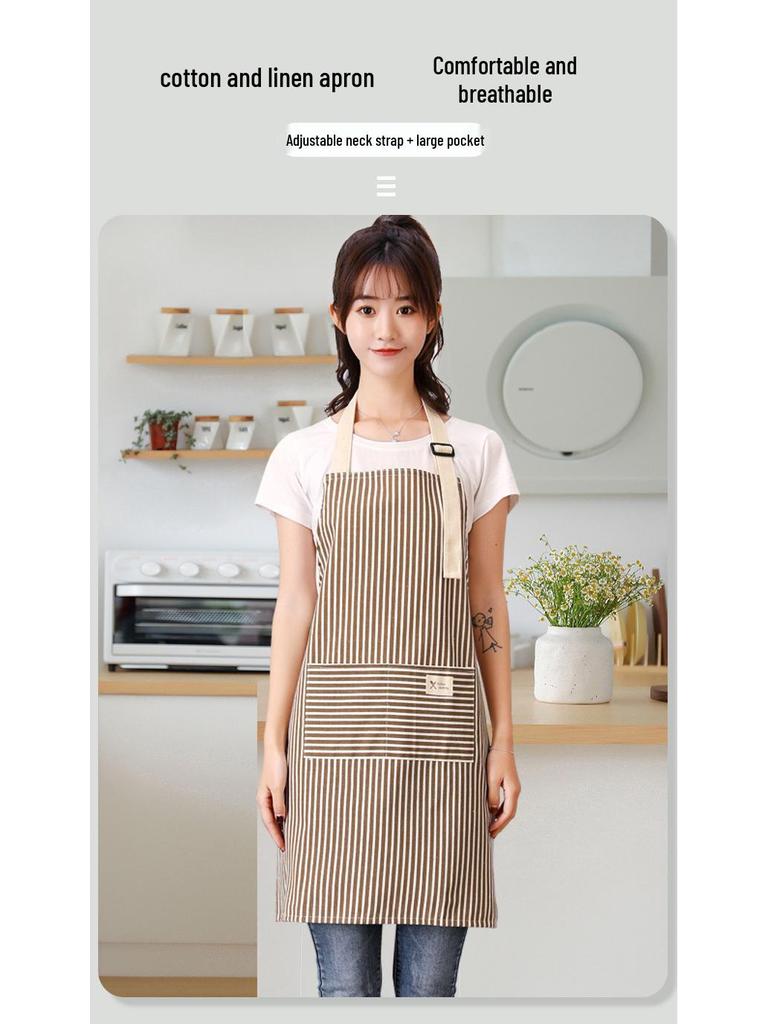 Unisex Korean-Style Cotton Cooking Apron – Breathable Summer Fashion Waist Apron