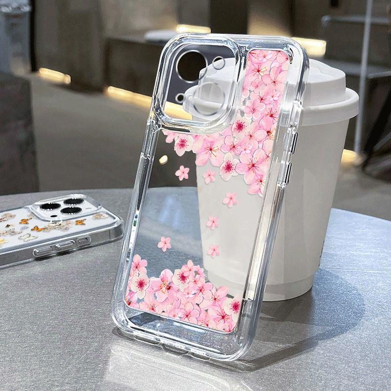 Flower Clear Color Cover For Iphone 16 15 14 Plus 13 12 11 Pro Max 7 8 Plus Xs Max Xr 13 12 Mini Full Camera Protective Silicone Shockproof Soft Case