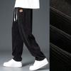 Winter Thick Warm Corduroy Sweatpants Men Fleece Liner Drawstring Straight Loose Track Pants Male Casual Fleece Thermal Trousers