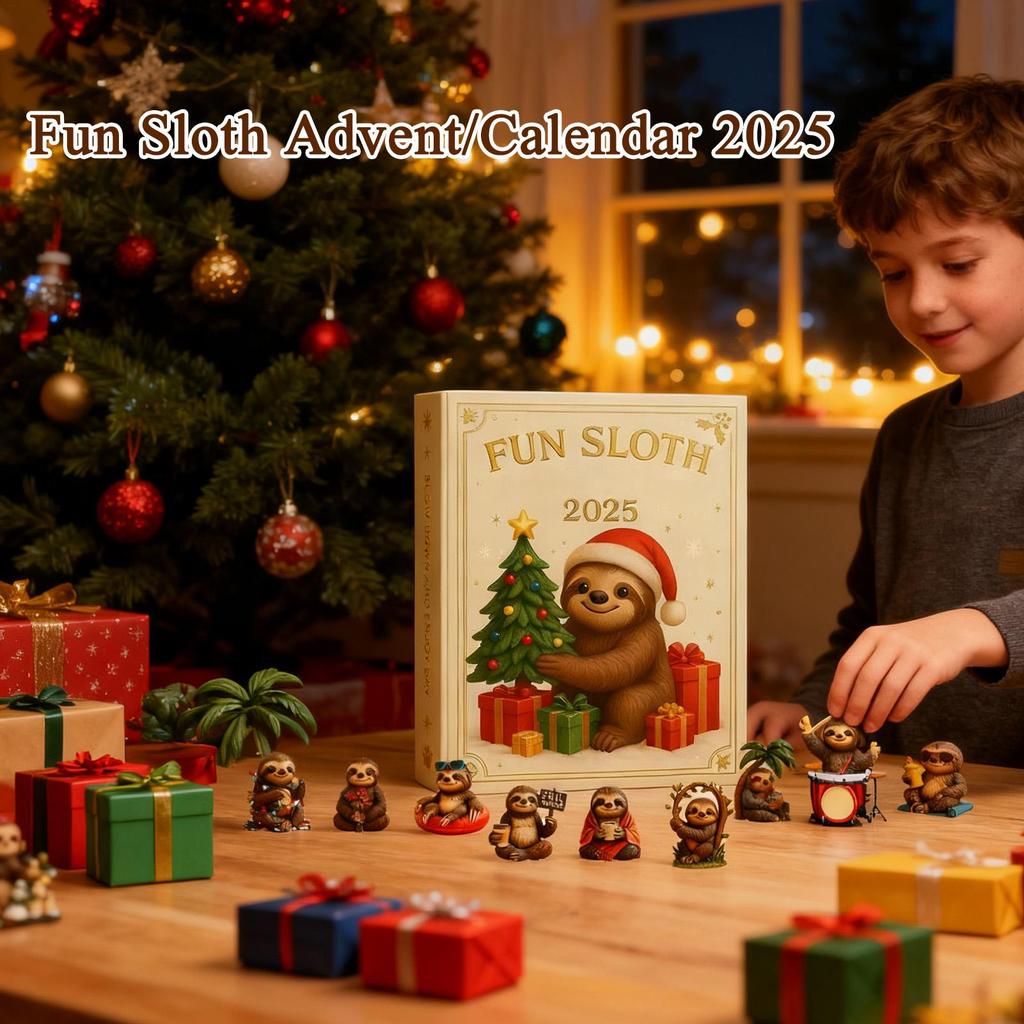 Christmas Countdown Calendar 2D Acrylic Ornament 24 Days Sloth Ornament for Animal Lover Home Holiday Party Celebration Winter