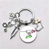 1Pc Nurse Medical Syringe Keychain Glass Key Ring Pendant Stethoscope Pattern Keychain Gift