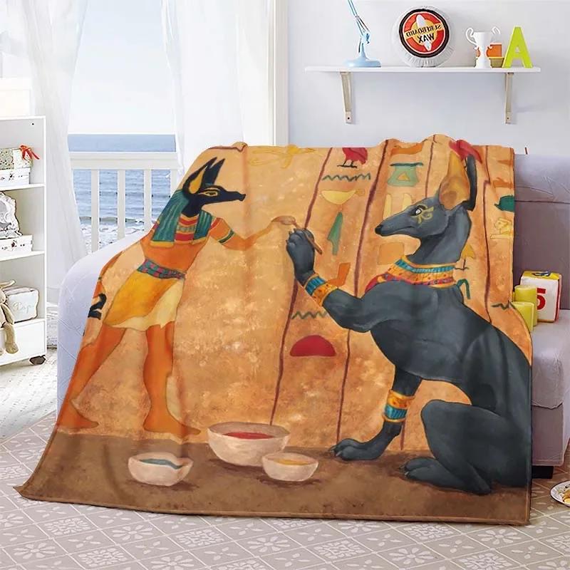 Фланелевое одеяло «Древнеегипетская цивилизация» Повседневная жизнь Древних Принт Теплое Плед для дивана, спальни, офиса Плюшевое одеяло