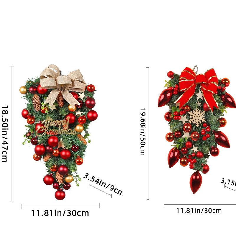 Christmas Decoration Balls, Upside Down Tree Ornaments, Creative Window Display Decorations, Bow Vine Door Hanging