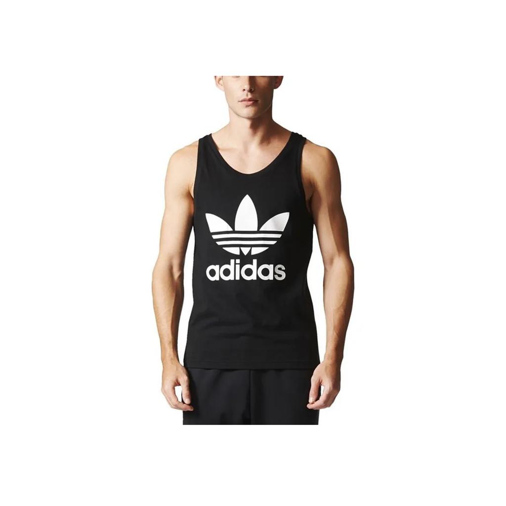 adidas Оригинальный трилистник с принтом букв, круглый вырез, жилет без рукавов, мужские топы, черный цвет BK7104