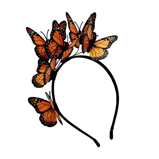 Women Headband Colorful Butterflies Decor Bridal Hair Band Parties Cosplay Halloween Hair Accessories