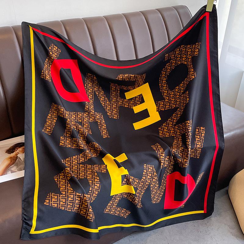 Fashion Letter Twill Large Square Scarf Fashionable Scarf Temperament Versatile Warmth Thin Scarf for Women Literary and Age-reducing