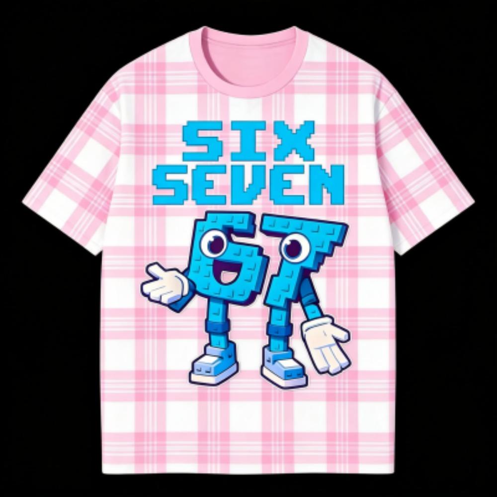 Fashion Kids T-Shirt 67 Six Seven Stripe Print Boy and Girl Tees Top Summer Short Sleeve O Neck Casual Outdoor Kids Clothing