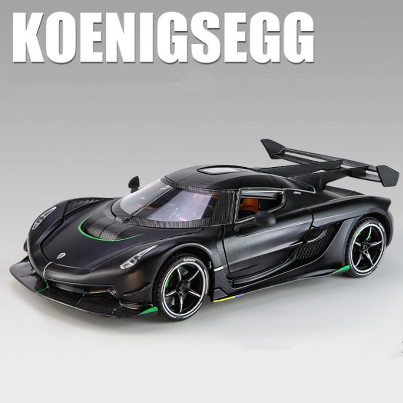 1/24 Koenigsegg Jesko Attack Alloy Sports Car Model Diecast Metal Racing Car Model Simulation Sound and Light Children Toy Gift