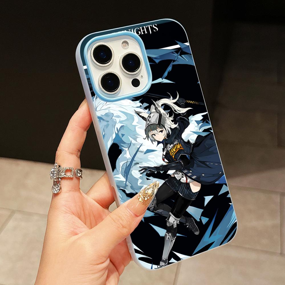 Arknights Grani Jelly Двухслойный Светло-голубой Чехол для Мобильного Телефона для iPhone 17 16 15 14 13 12 11 Air Pro Max Plus Защитный