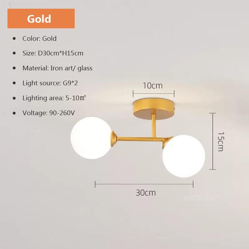 Современный стеклянный потолочный светильник в минималистском стиле с черным золотом и 1/2 головками для внутреннего освещения прихожей, прохода, балкона, прихожей, гардеробной