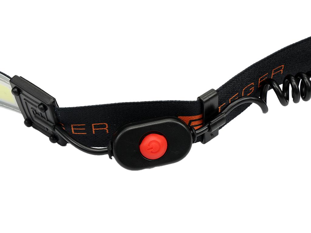 Latarka Czołówka, Paskowa Soft Led Cob 450Lm Z Funkcją Red Z Tyłu Ładowana Usb, Teger