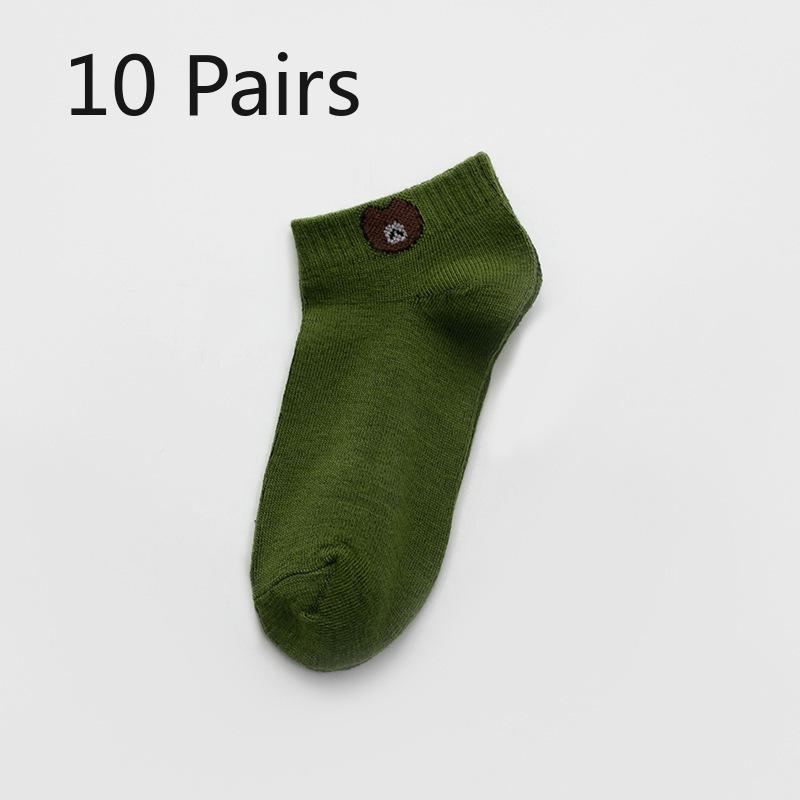 10 Pairs of Women's Four Seasons Disposable Cartoon Bear Socks