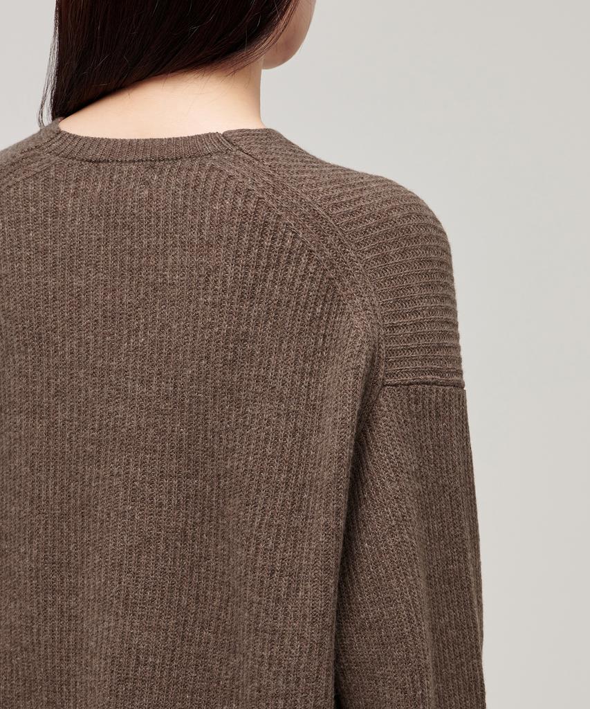 MUSINSA STANDARD WOMAN Women'S Lambswool Ribbed V-Neck Knit [Heather Brown]
