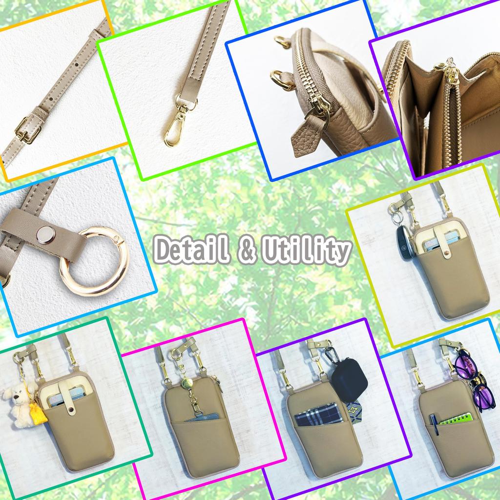 CHOOSEWAY Smartphone Shoulder Wallet Genuine Shoulder Drop Stretchable Key Strap Crossbody Card Coin Card Lightweight Shopping Pouch Bag, Pouch,