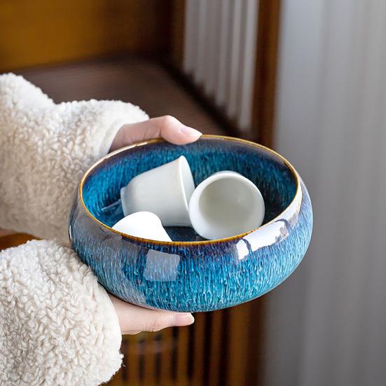 Керамический горшок для лотоса, крупнокалиберная непористая круглая ваза, цветная глазурь для нарциссов, цветочный горшок для водных растений, чаша для лотоса, гидропоника