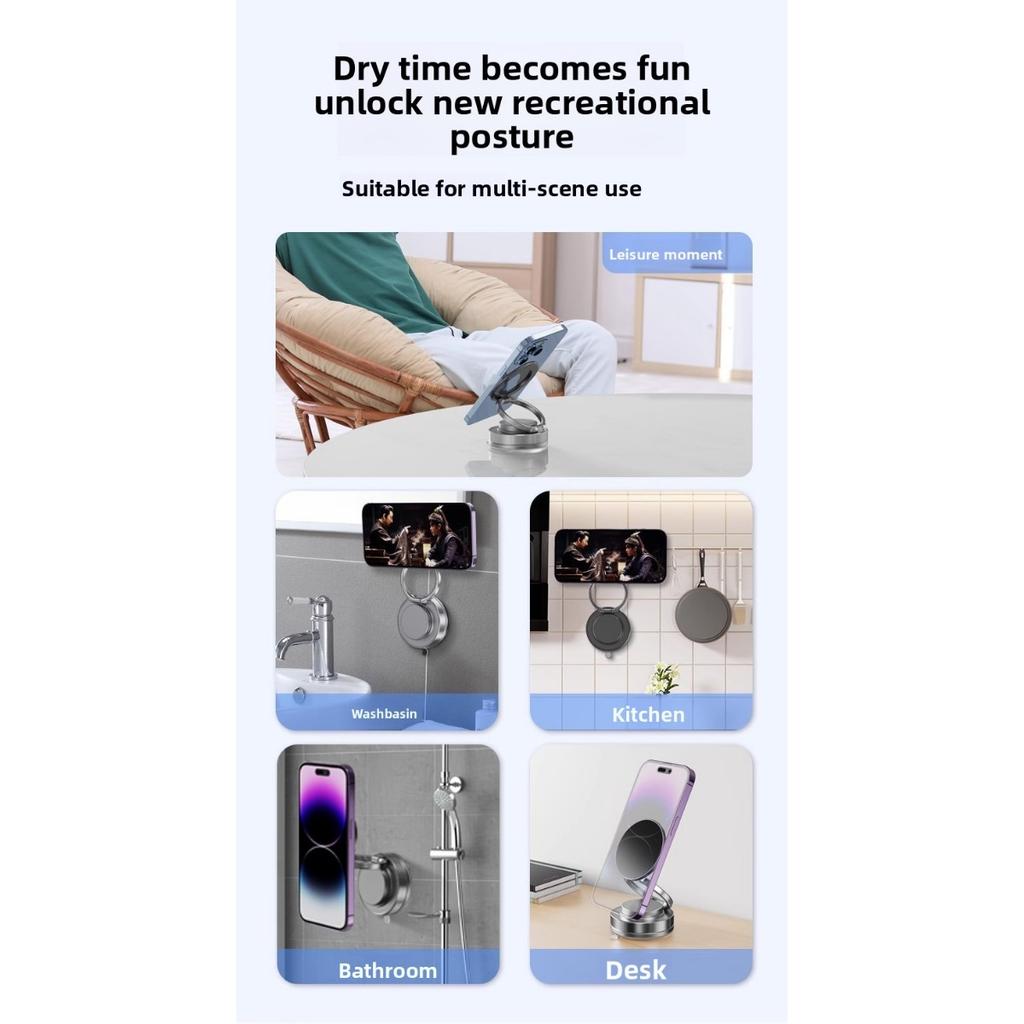Вакуумный магнитный держатель для телефона, Складной и регулируемый магнитный держатель для телефона с управлением одной рукой, Вращение на 360°, Подходит для автомобилей