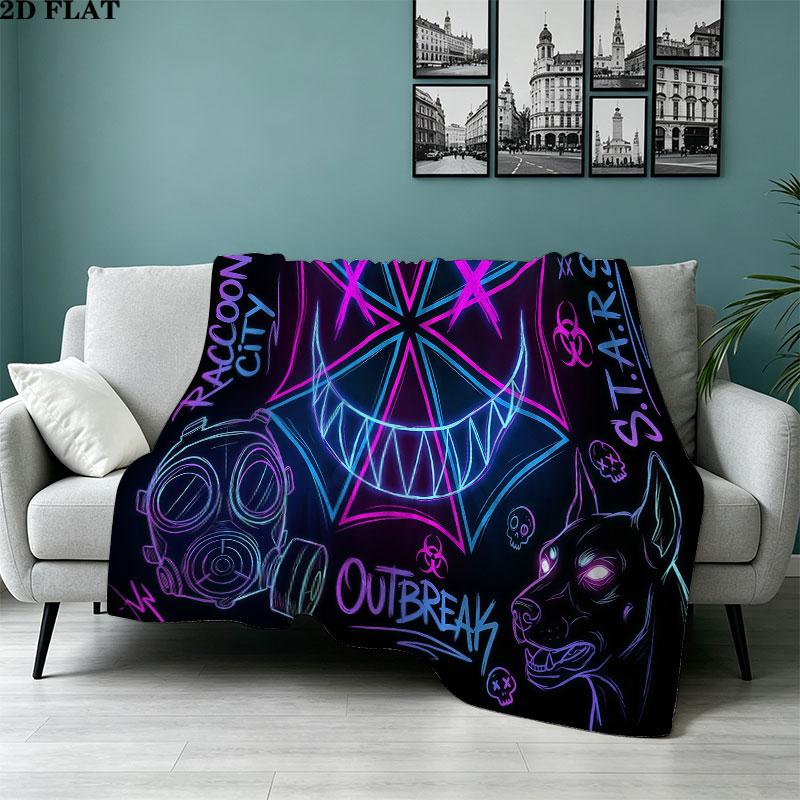1PC Resident Evil Patterned Flannel Blanket Suitable For All Seasons For Home Decor Warmth And Comfort Gifts Holiday Present