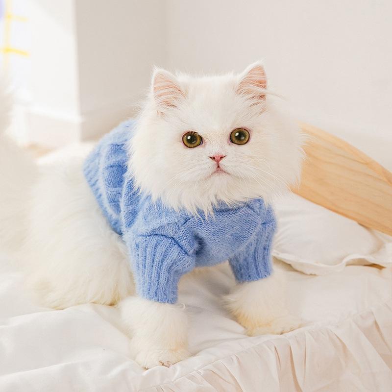 Кошачья одежда для защиты от холода осенью, для щенков и котят для сохранения тепла, вязаный свитер на две лапы, одежда для маленьких собак осенью