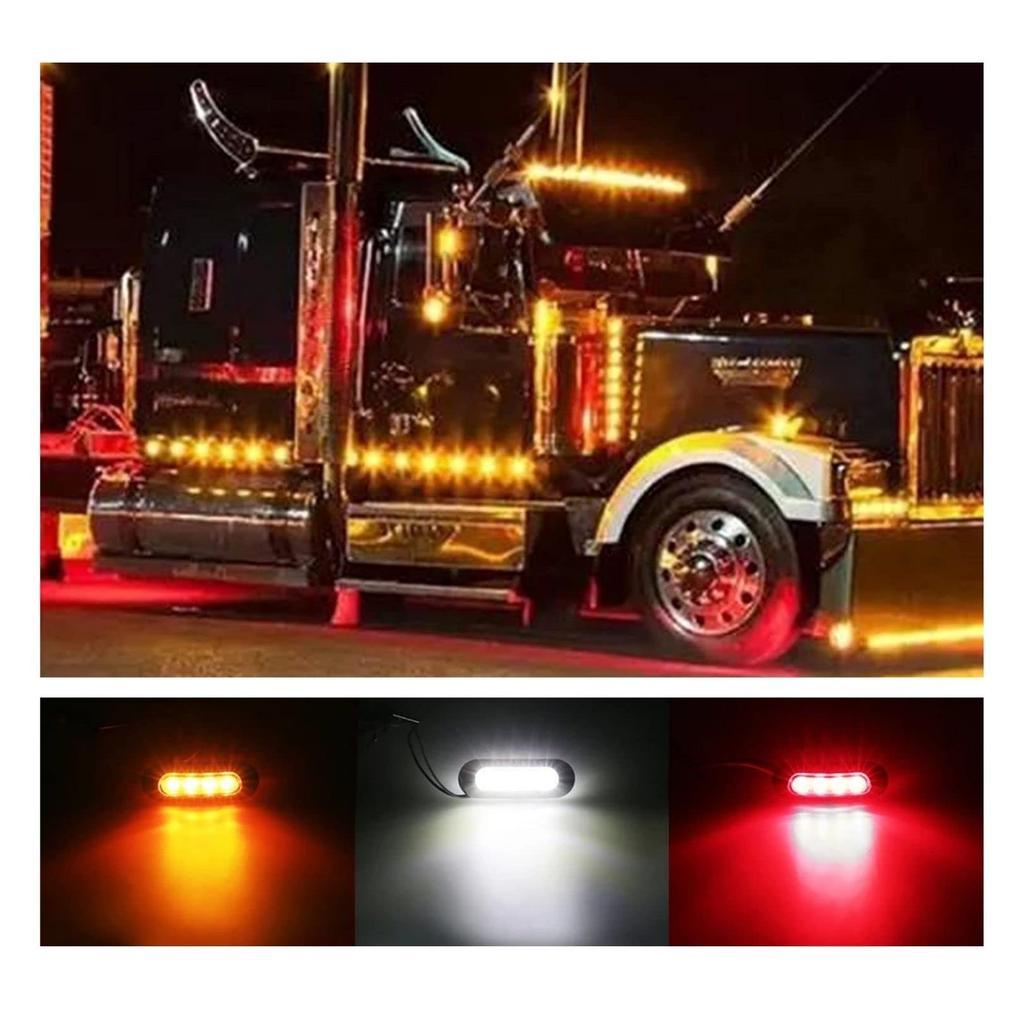 Габаритный фонарь, белый светодиод - 24 В, боковой фонарь для грузовика, плечевой фонарь, 6 рядов светящийся, хромированный