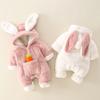 Baby Rompers Winter Warm Coral Fleece Newborn Baby Girl Clothes Cartoon Rabbit Coats Infant Jumpsuit Animal Overalls Pajamas