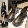 Fashion British Style 2024 Spring and Autumn Single Boot European Thick Sole Small Short Boots