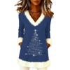 Women's Christmas Fashion Plush V-neck Pullover Sweater Solid Color Long Sleeve Top